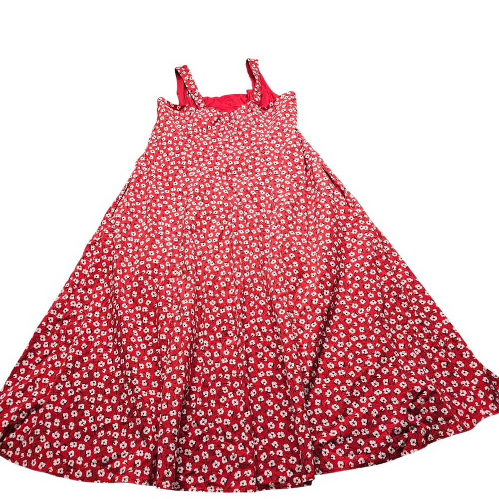 Abercrombie & Fitch Floral Maxi Dress Womens XXLP Red Square Neck Petite A-Line